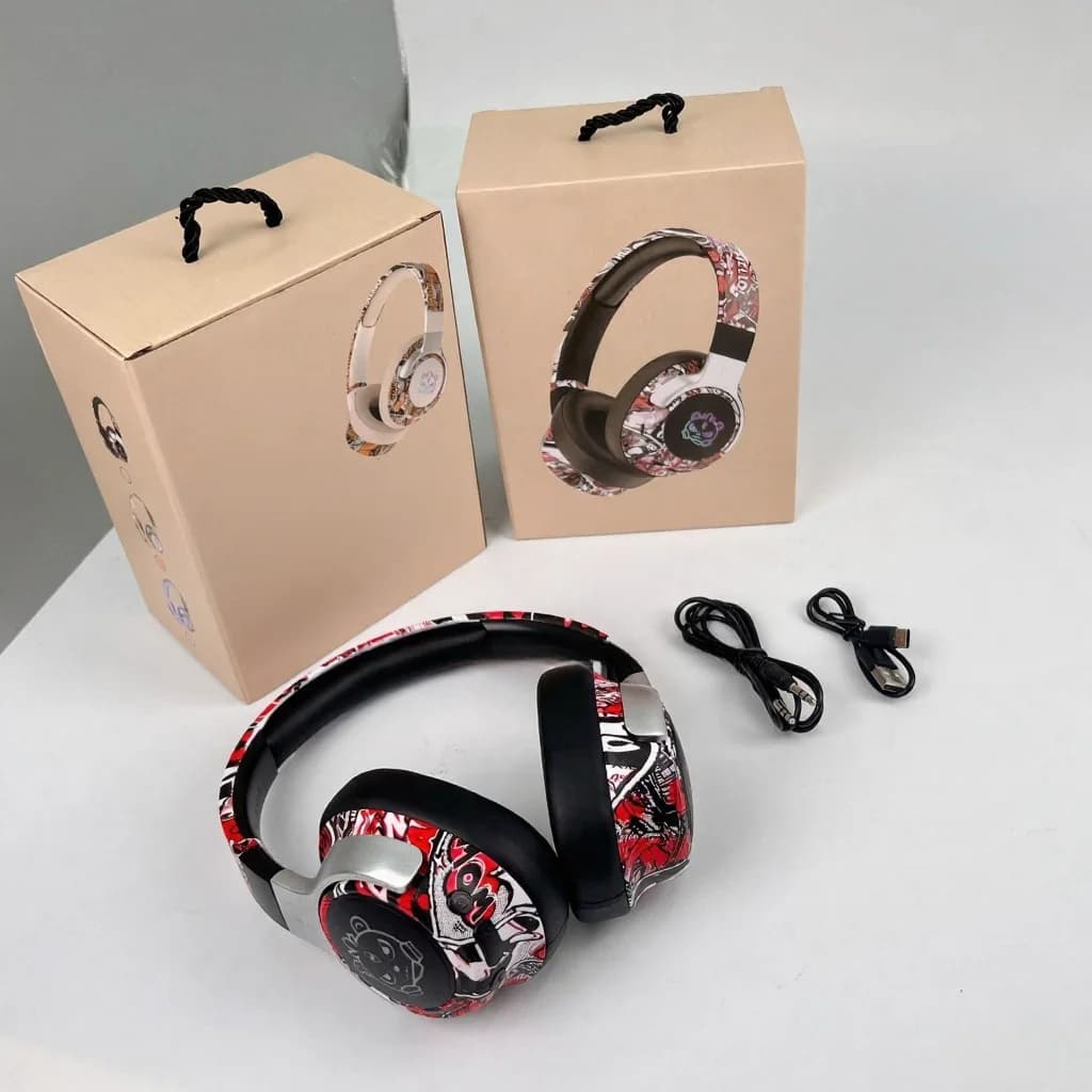 Graffiti Over-Ear Bluetooth-Kopfhörer mit RGB-Beleuchtung und Mikrofon