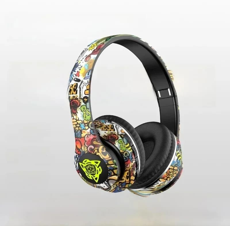 Graffiti Over-Ear-Wireless-Kopfhörer mit FM-Radio und TF-Kartenslot