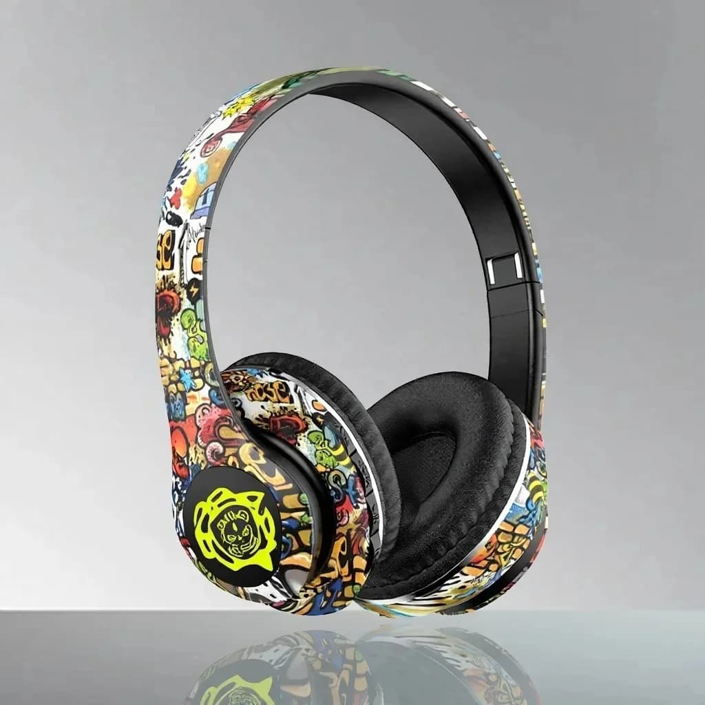 Kabellose Bluetooth-Kopfhörer Over-Ear Graffiti-Design Faltbar