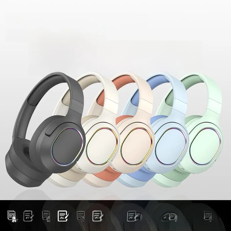 Kabellose Over-Ear Bluetooth-Kopfhörer mit LED-Lichtern und FM-Radio