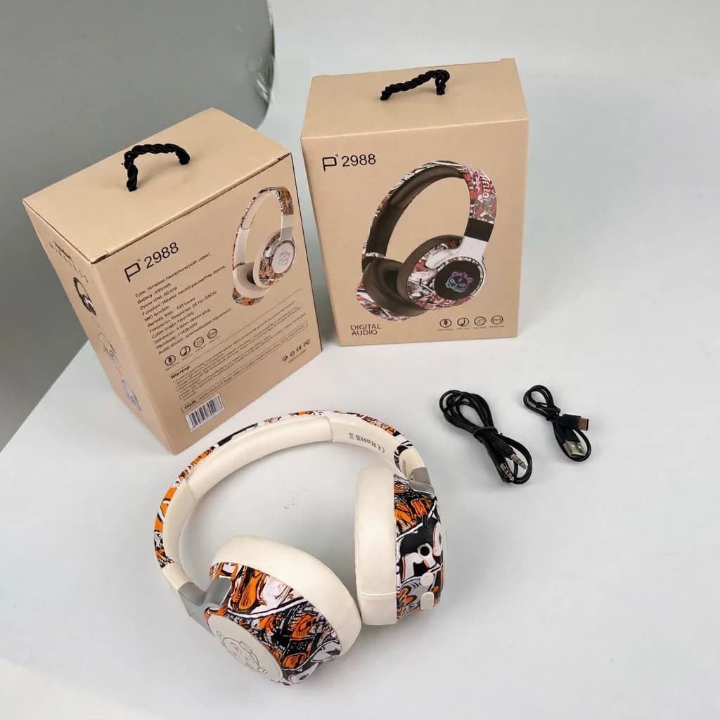 Graffiti Over-Ear Bluetooth-Kopfhörer mit RGB-Beleuchtung und Mikrofon