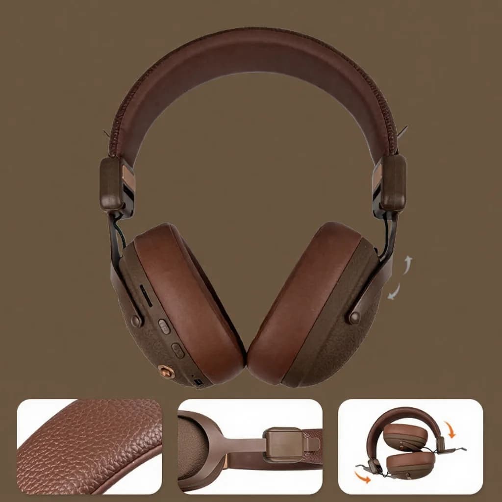 Retro Over-Ear-Kopfhörer mit Bluetooth 5.4 und langer Akkulaufzeit
