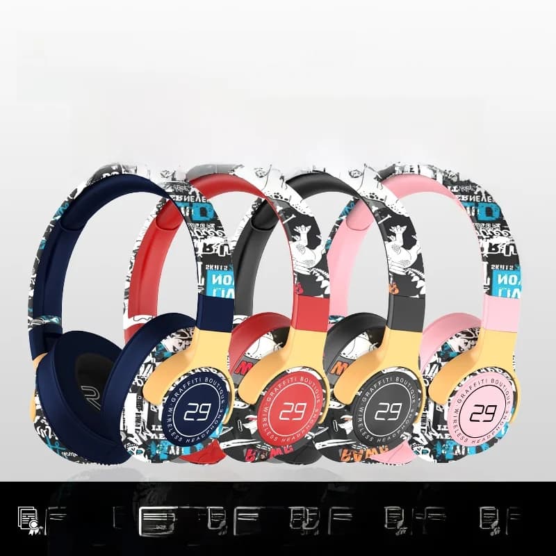 Bemalte Over-Ear-Kopfhörer mit FM-Radio und faltbarem Design