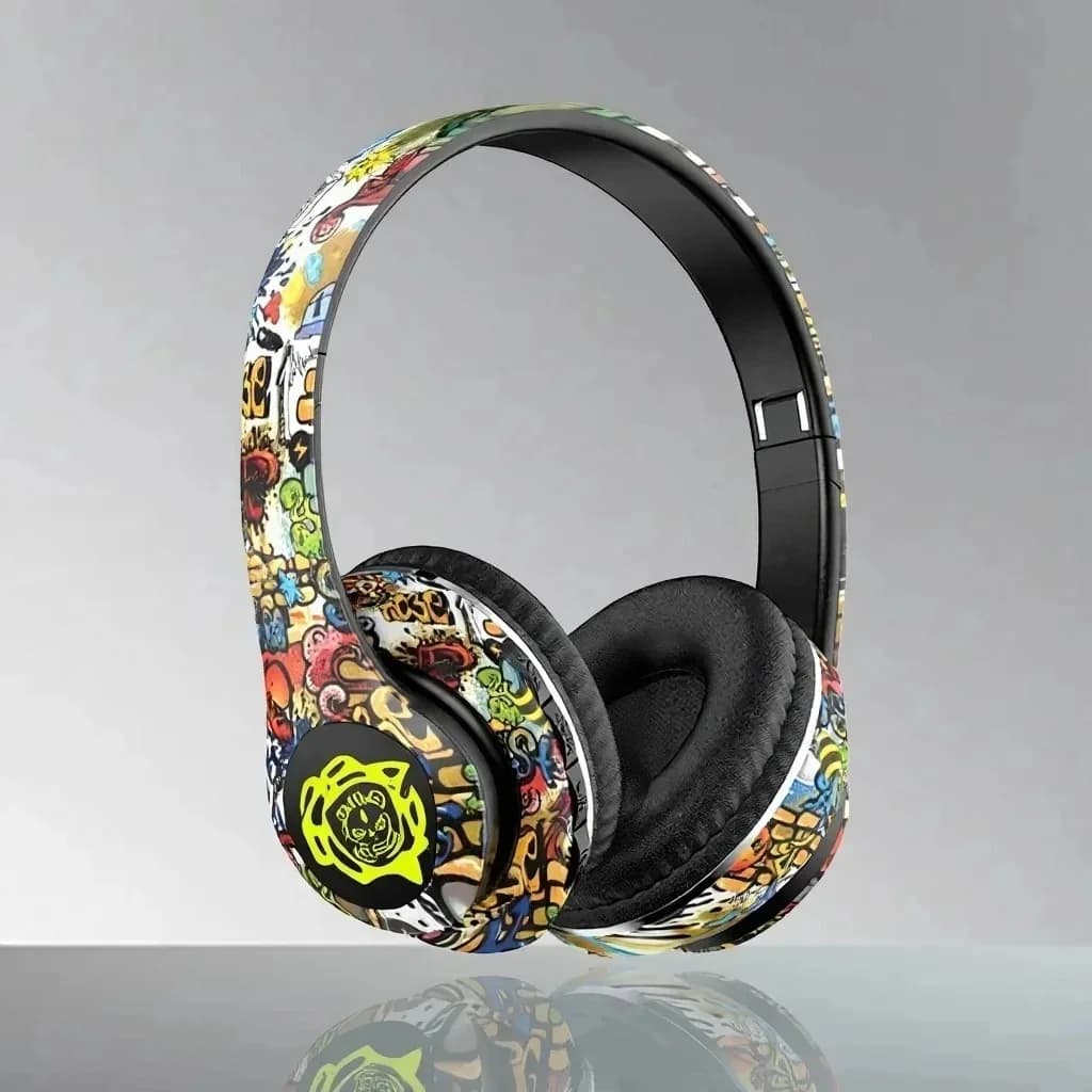 Wireless Bluetooth Over-Ear-Kopfhörer mit Graffiti-Design, faltbar