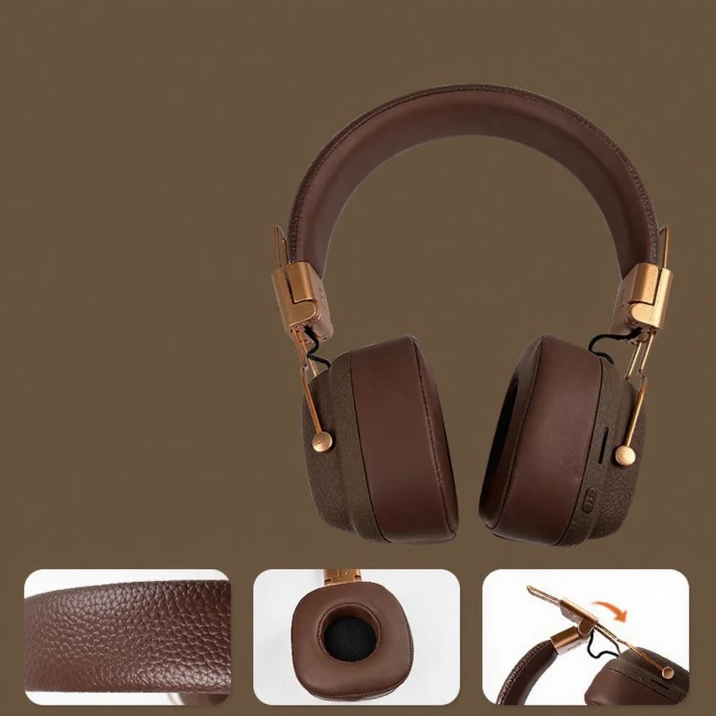 Retro Over-Ear-Bluetooth-Kopfhörer mit EQ-Modi und faltbarem Design