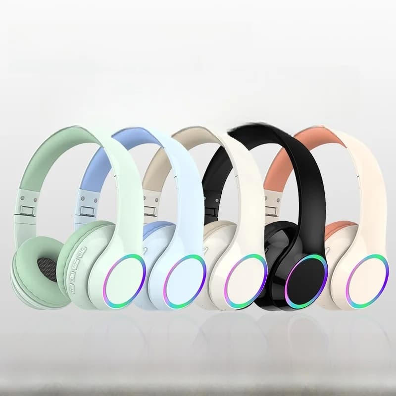 LED-beleuchtete kabellose Bluetooth Over-Ear-Kopfhörer mit Mikrofon