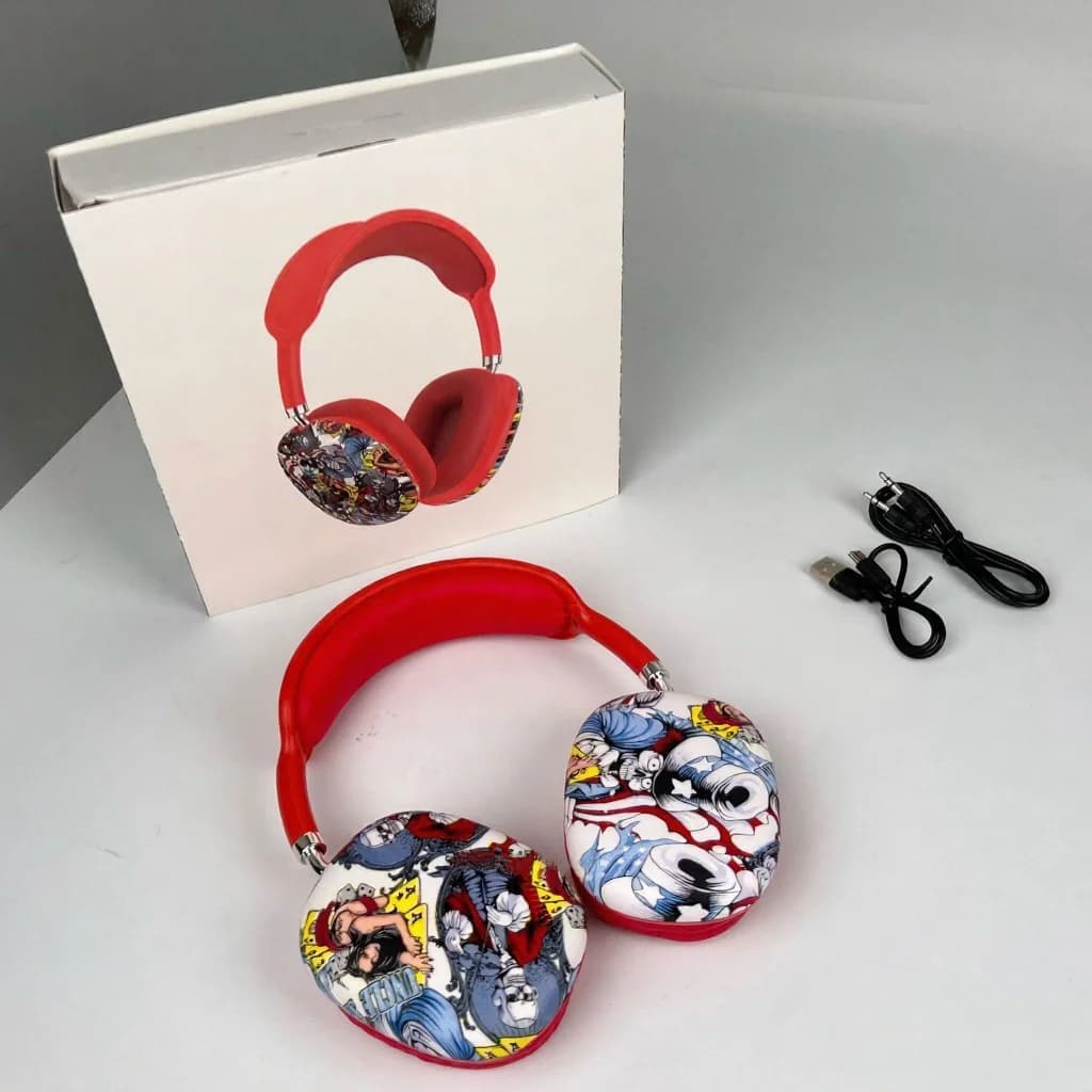 Graffiti Over-Ear Bluetooth-Kopfhörer mit FM-Radio und TF-Kartensteckplatz