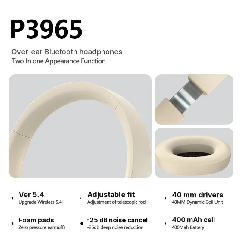 Kabellose Bluetooth Over-Ear Kopfhörer mit Active Noise Cancelling Stereo