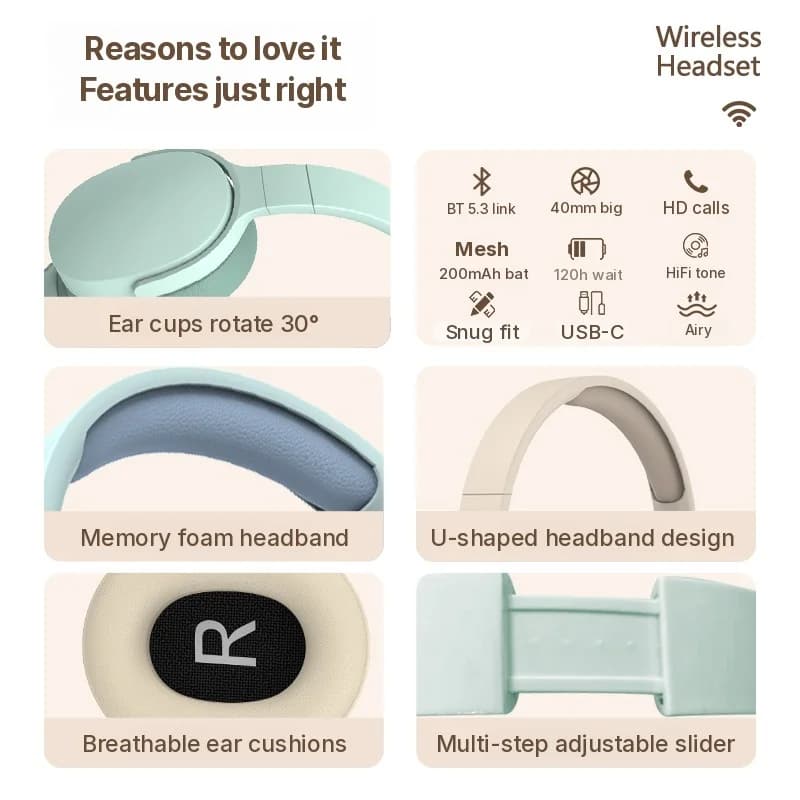 Over-Ear Wireless Bluetooth-Kopfhörer mit FM-Radio und TF-Kartenslot