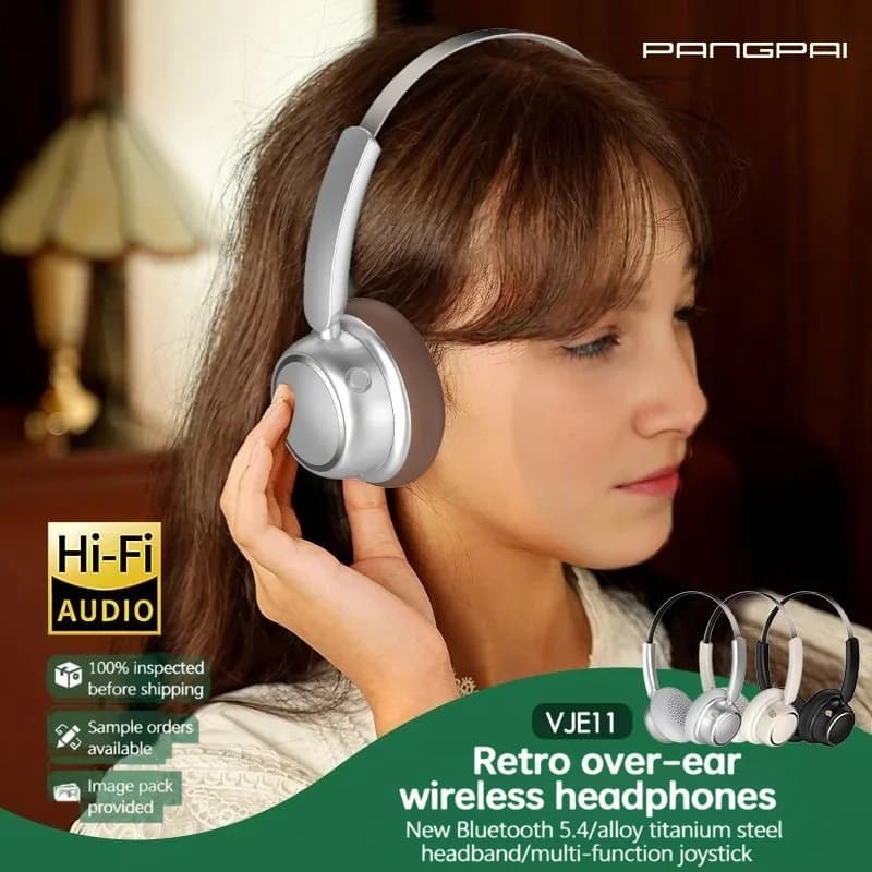 Retro kabellose Bluetooth-Kopfhörer mit Metallkopfband und langer Akkulaufzeit