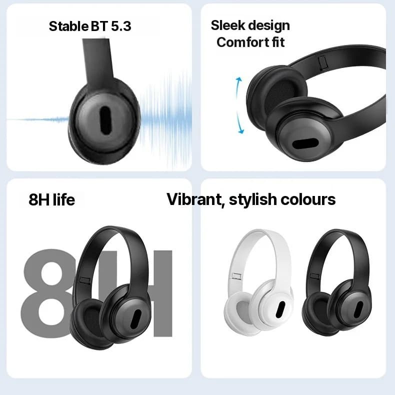 Over-Ear-Wireless-Bluetooth-Kopfhörer mit FM-Radio und TF-Kartensteckplatz
