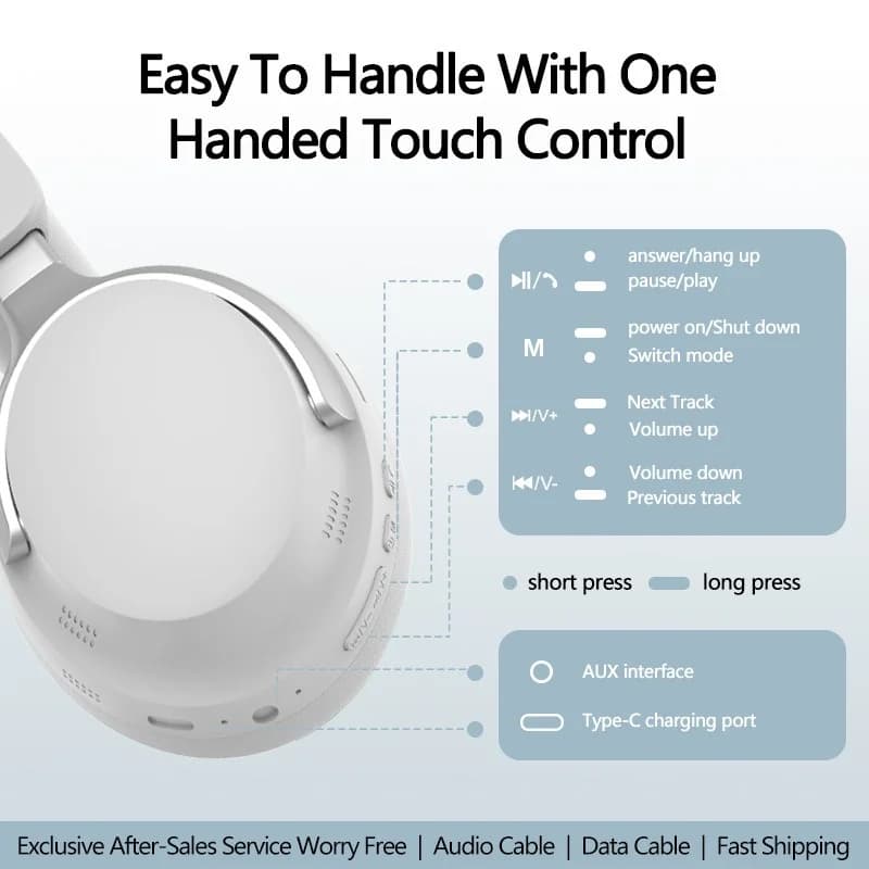 Kabellose Over-Ear-Bluetooth-Kopfhörer mit 3D-Stereosound und langem Akku
