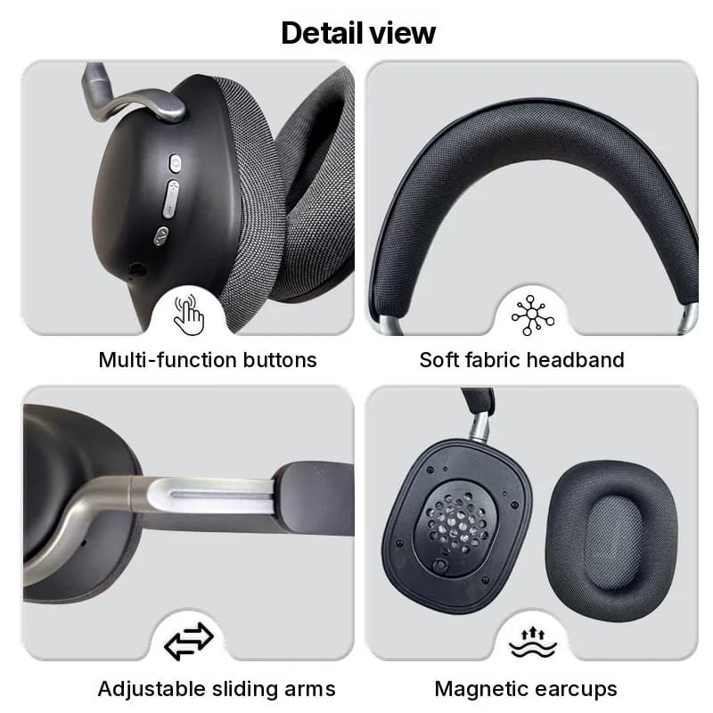Kabellose Over-Ear-Kopfhörer mit ANC und magnetischen Ohrmuscheln