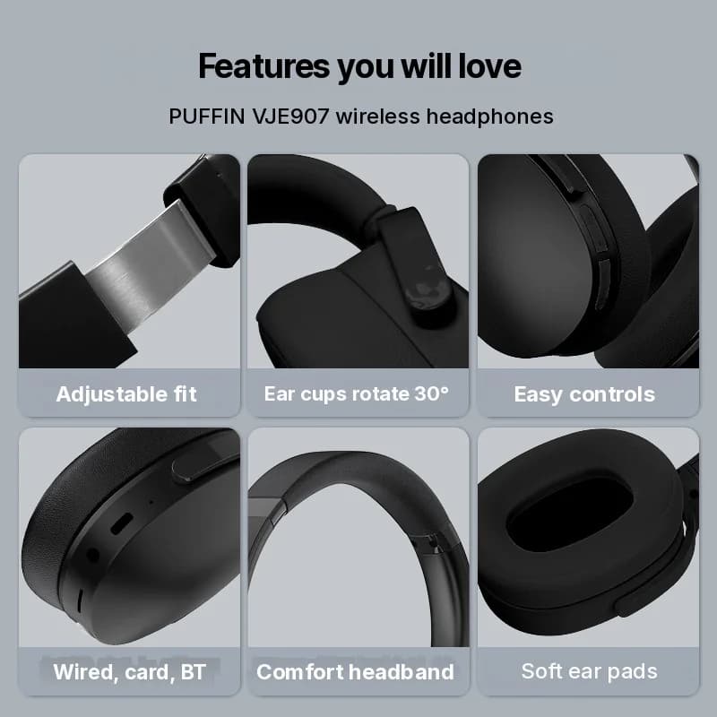 Kabellose Over-Ear-Bluetooth-Kopfhörer mit drei EQ-Modi und Mikrofon