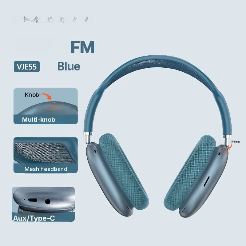 Bluetooth 5.4 Over-Ear Kopfhörer mit Drehregler und FM-Radio