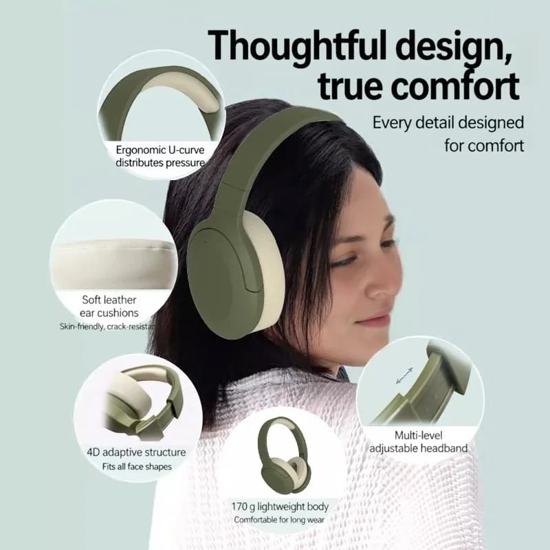 Kabellose Bluetooth Over-Ear-Kopfhörer mit FM-Radio und langer Akkulaufzeit