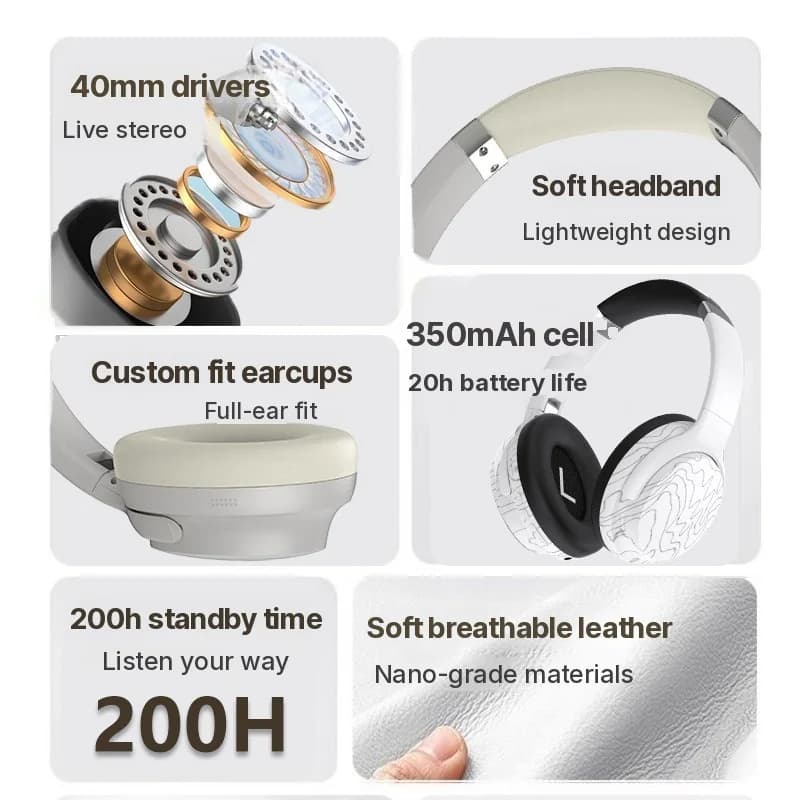 Wireless Bluetooth Over-Ear Kopfhörer mit Multi-EQ und langer Akkulaufzeit