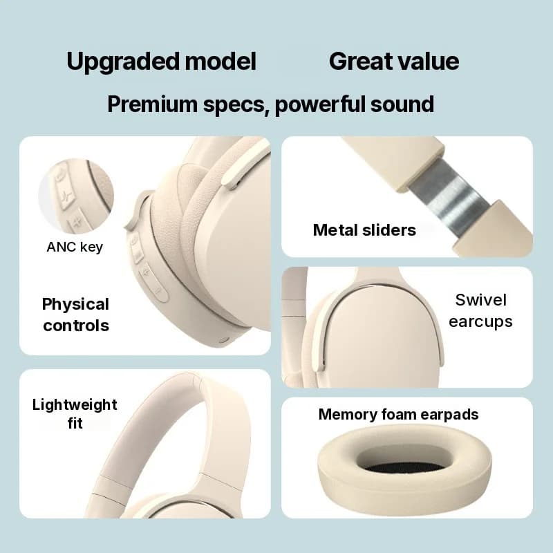 Over-Ear Wireless-Kopfhörer mit Active Noise Cancelling und langer Akkulaufzeit