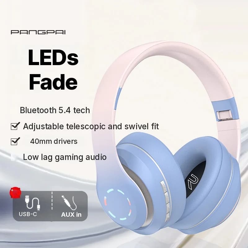 Wireless Over-Ear-Kopfhörer mit LED-Lichtern und FM-Radio