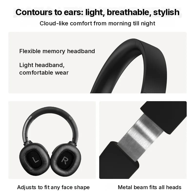 Kabellose Over-Ear-Bluetooth-Kopfhörer mit ANC, langer Akku