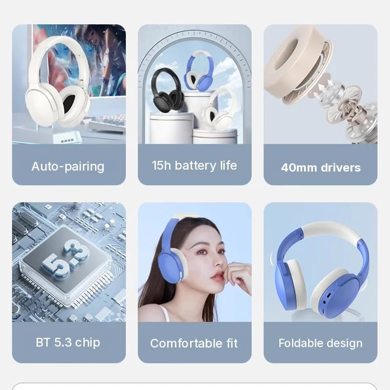 Kabellose Over-Ear Bluetooth Kopfhörer mit langer Akkulaufzeit