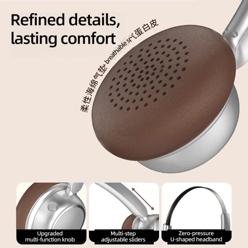 Retro kabellose Bluetooth-Kopfhörer mit Metallkopfband und langer Akkulaufzeit