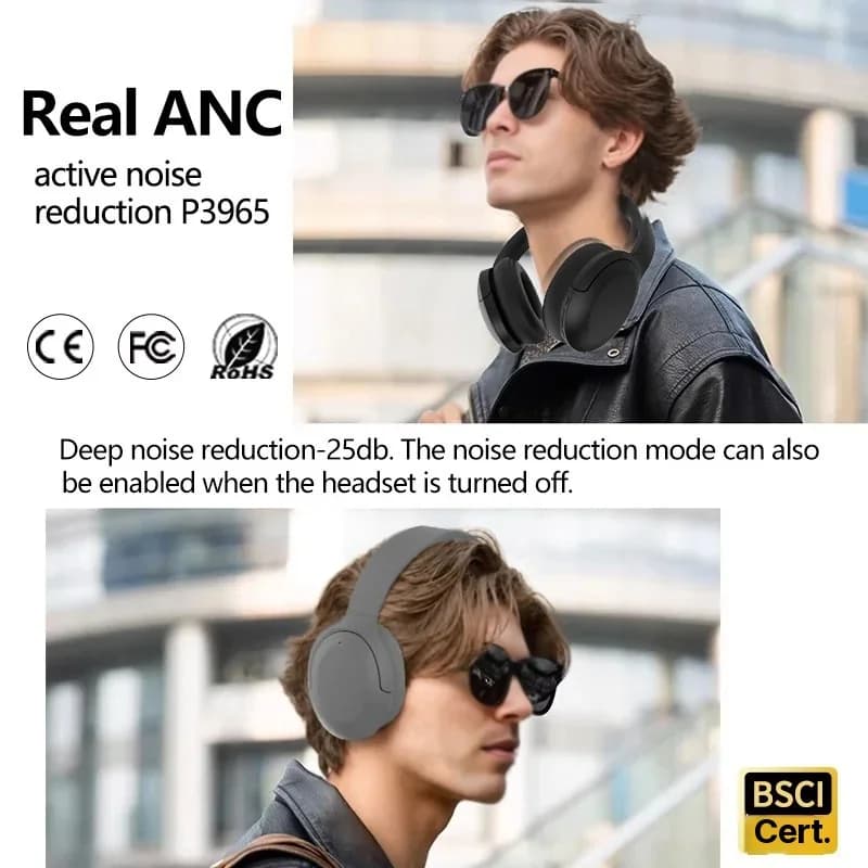 Aktive Noise-Cancelling Bluetooth-Kopfhörer, Over-Ear, Wireless 5.4