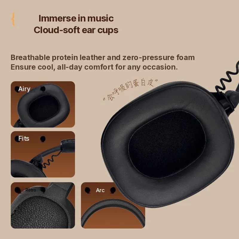 Retro Wireless Over-Ear-Kopfhörer mit Type-C und TF-Kartenslot