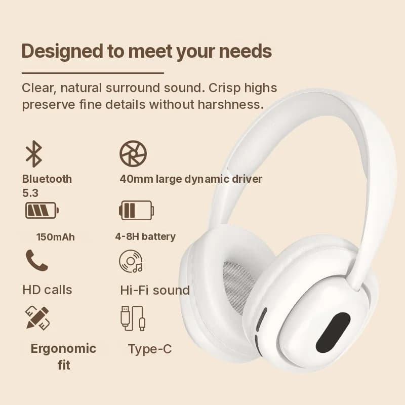 Over-Ear Bluetooth Kopfhörer mit FM-Radio und TF-Kartensteckplatz