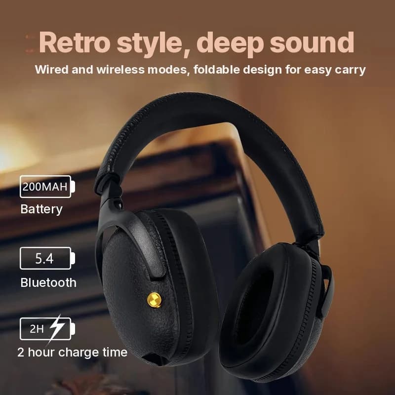 Retro Wireless Over-Ear-Kopfhörer mit Type-C und TF-Kartenslot