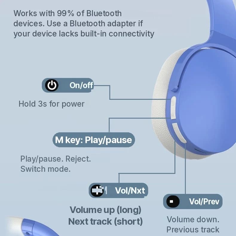 Kabellose Over-Ear Bluetooth Kopfhörer mit langer Akkulaufzeit