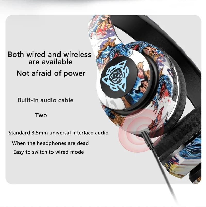 Graffiti Over-Ear Wireless-Kopfhörer mit FM-Radio und TF-Kartensteckplatz
