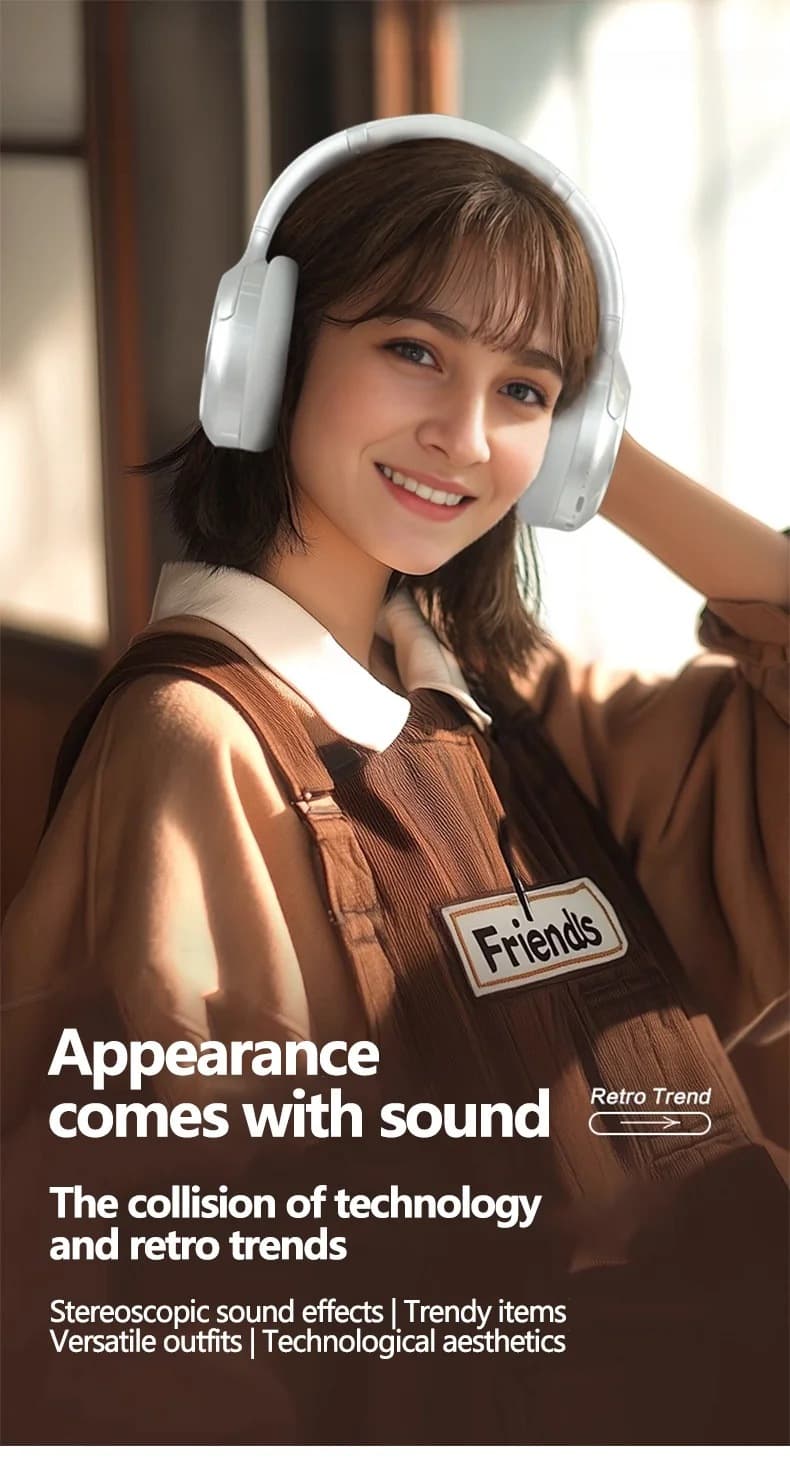 Retro Wireless Bluetooth Over-Ear-Stereo-Kopfhörer mit Mikrofon